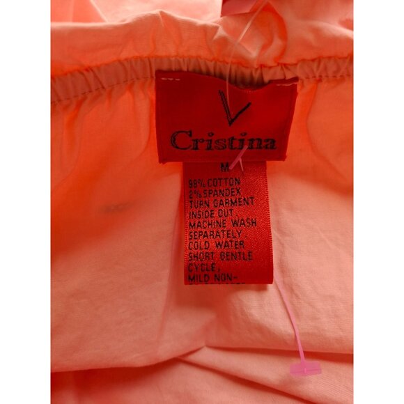 V Cristina Womens Off Shoulder Peplum Top M Pink Ruffle Bell Sleeve Boho Chic - Picture 4 of 8